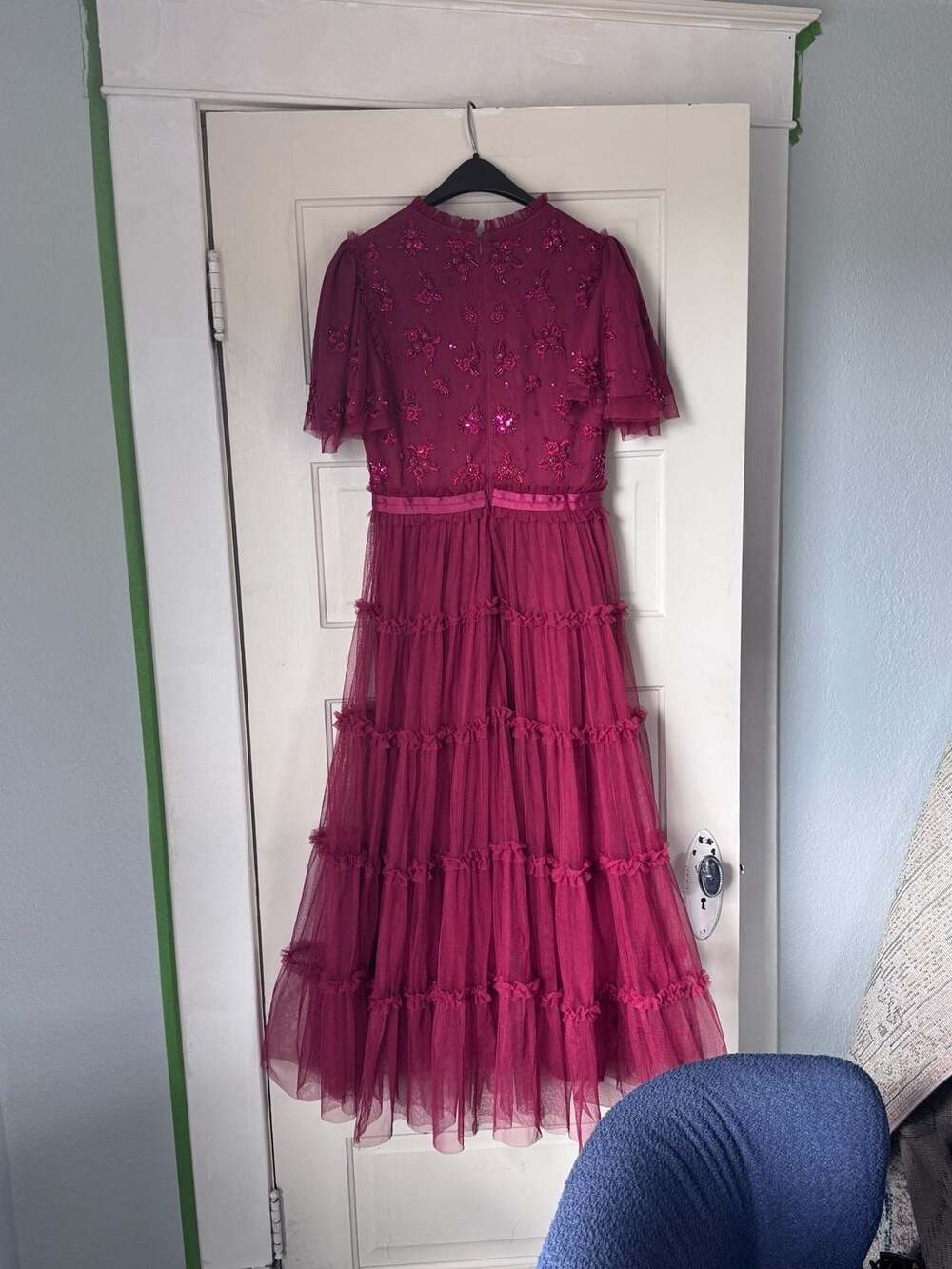Ivy City Co Anastasia Tulle Embellished Dress Red Burgundy Holiday Size S - Picture 5 of 9
